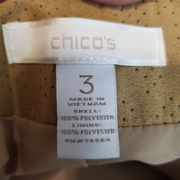 Chico's Pencil Skirt 3 US 16 Perforated cheetah Micro Suede Back Slit Side Zip - Picture 3 of 7